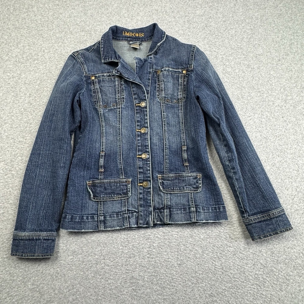 Limited Too Jean Jacket Girls 16 Womens XS Blue Denim Pockets Snap Front EUC